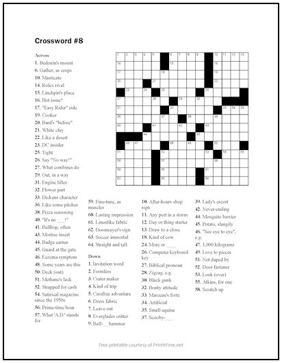 printable crossword puzzles