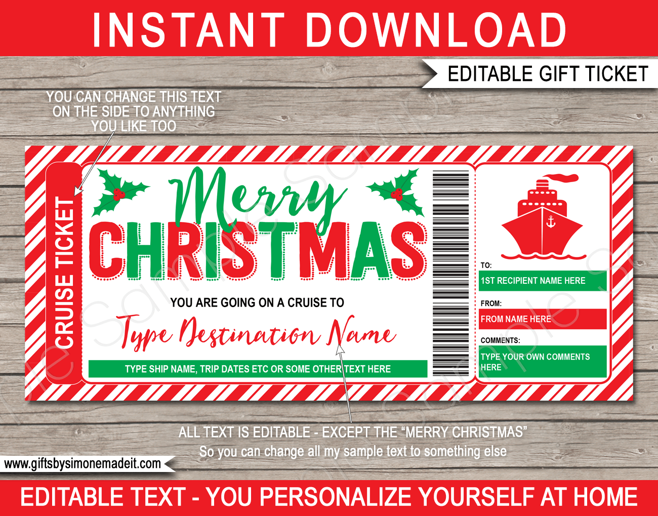 Christmas Cruise Ticket Template