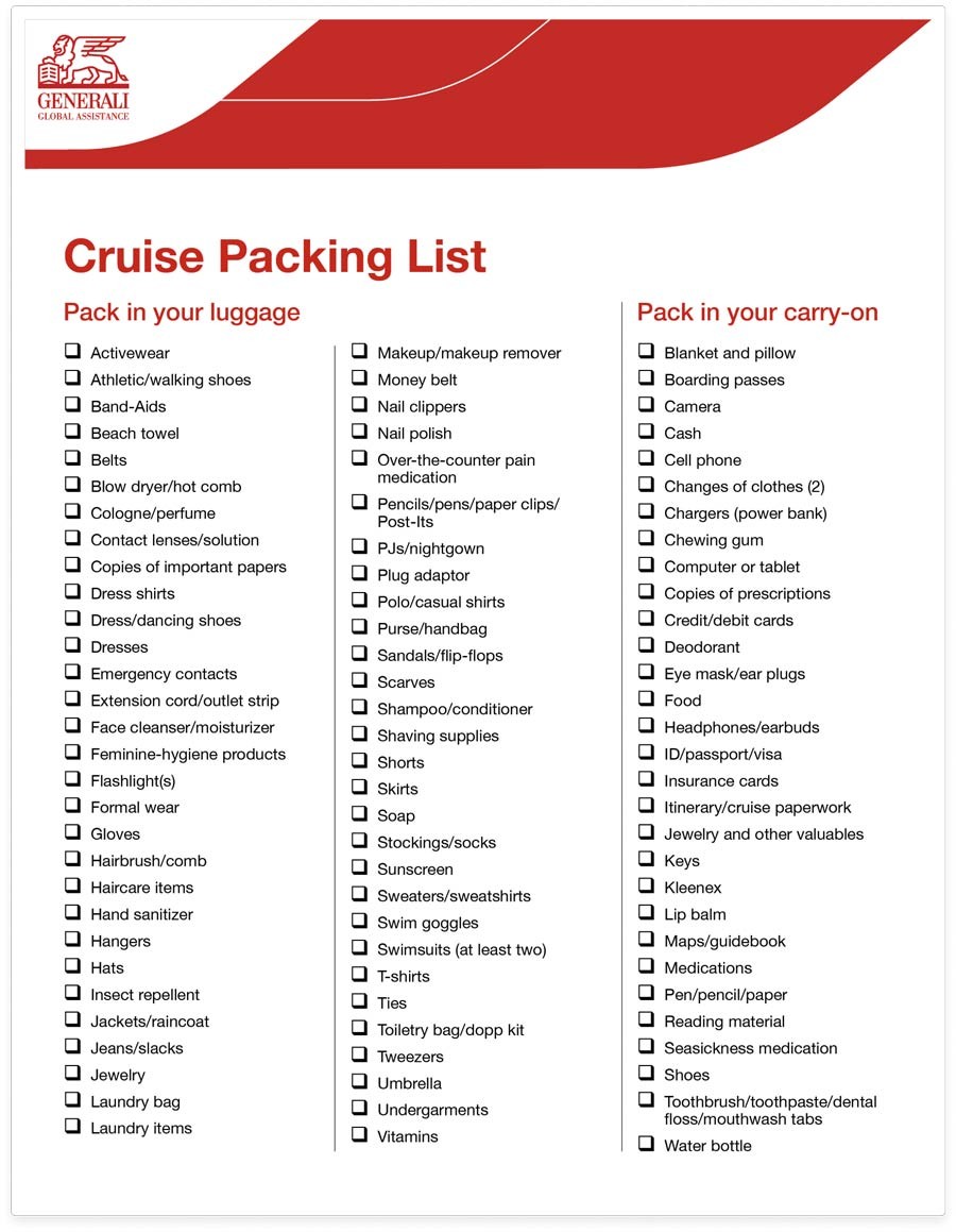 The Ultimate Cruise Packing Checklist (Easy to Print) - Worksheets Library for Free Printable Cruise Packing List Pdf