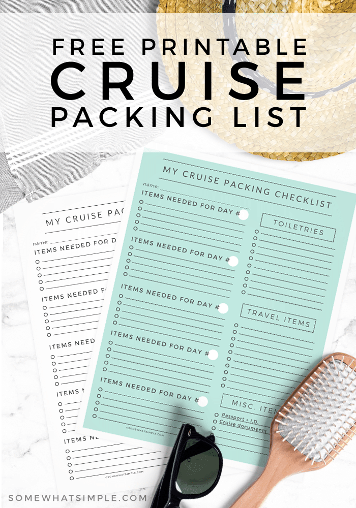 printable cruise travel packing list