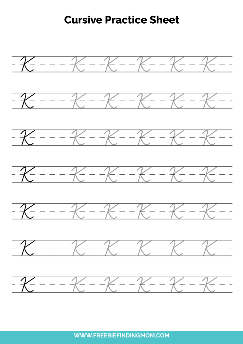 Free Printable Capital Cursive Letter K Practice Sheet PDF ...