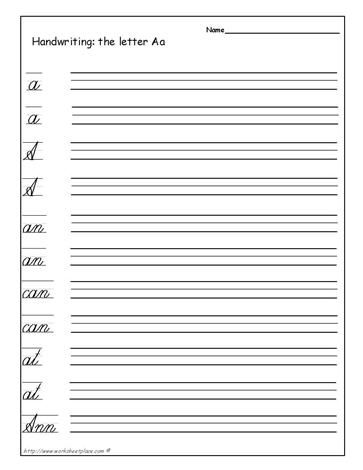Cursive Writing Aa Worksheets