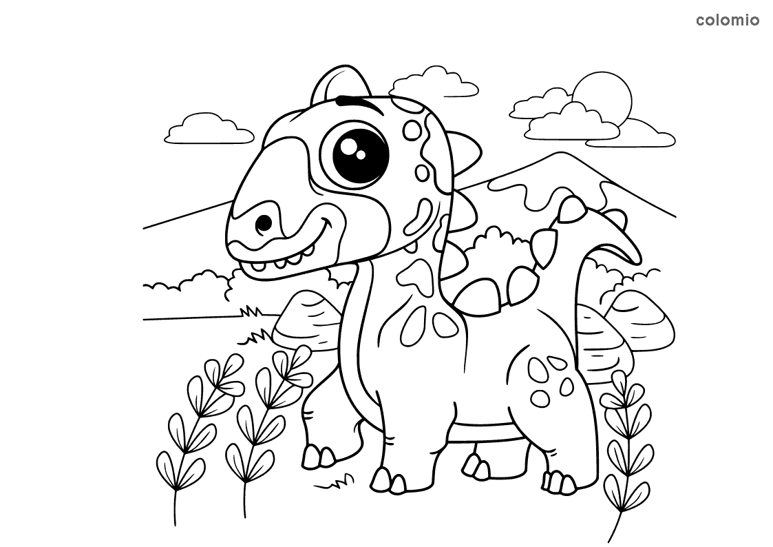 printable cute dinosaur coloring pages