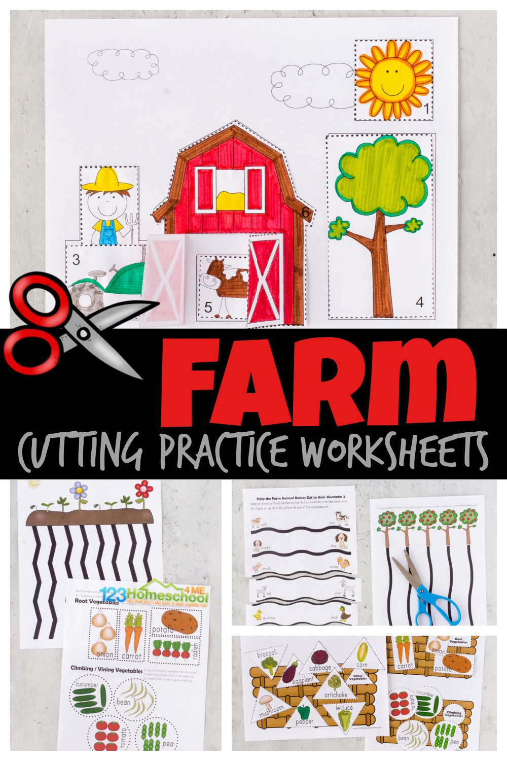 ✂ FREE Printable Farm Cutting Practice Worksheets