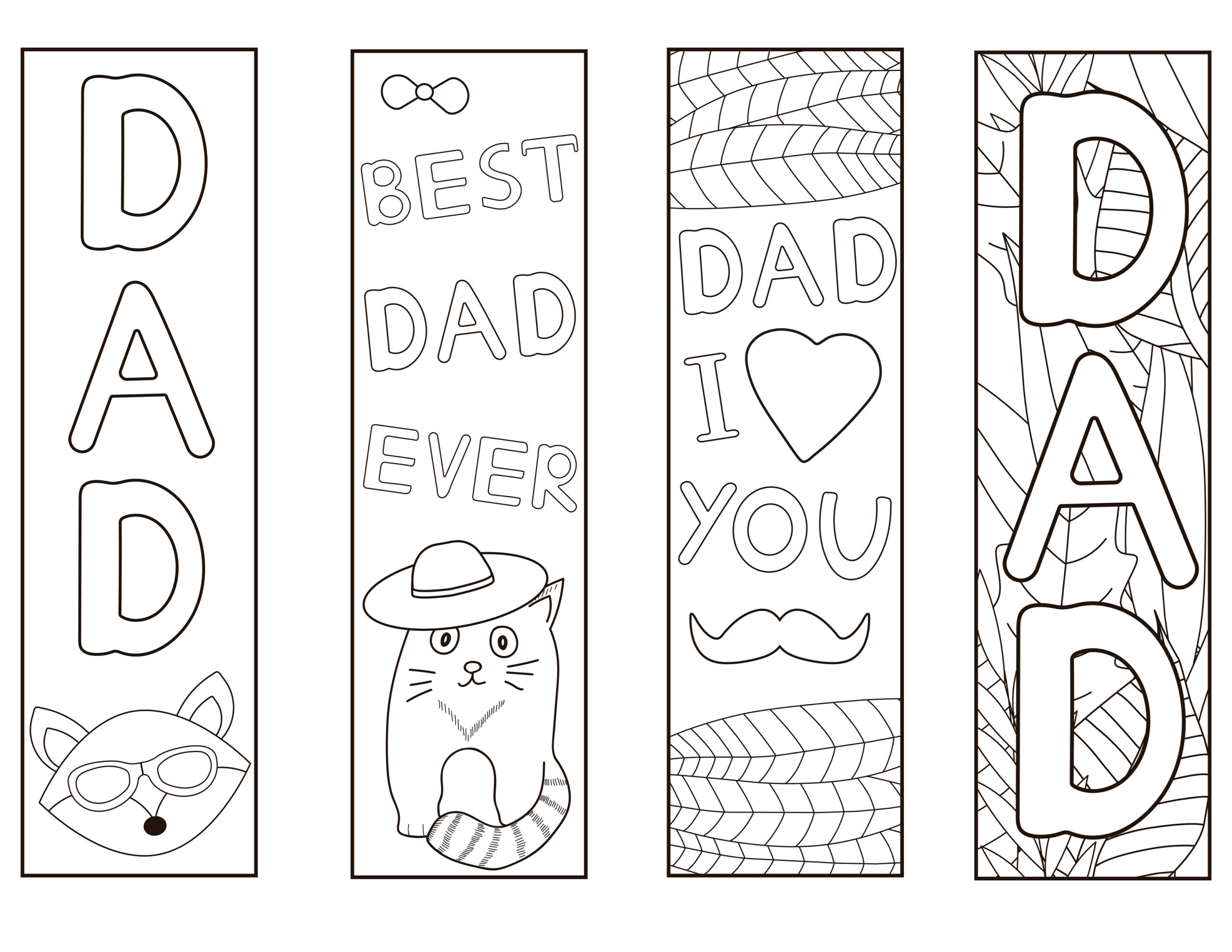 Fun Printable Fathers Day Bookmarks to Colour - Happy Toddler ...