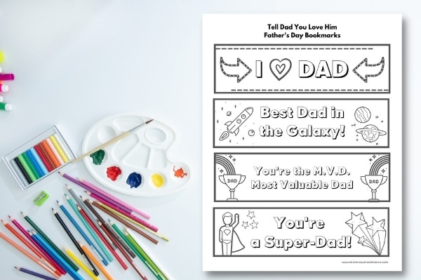 Fun Printable Fathers Day Bookmarks to Colour