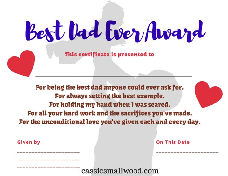 Best Dad Awards Personalized Gift For Dad (Free Printable ...