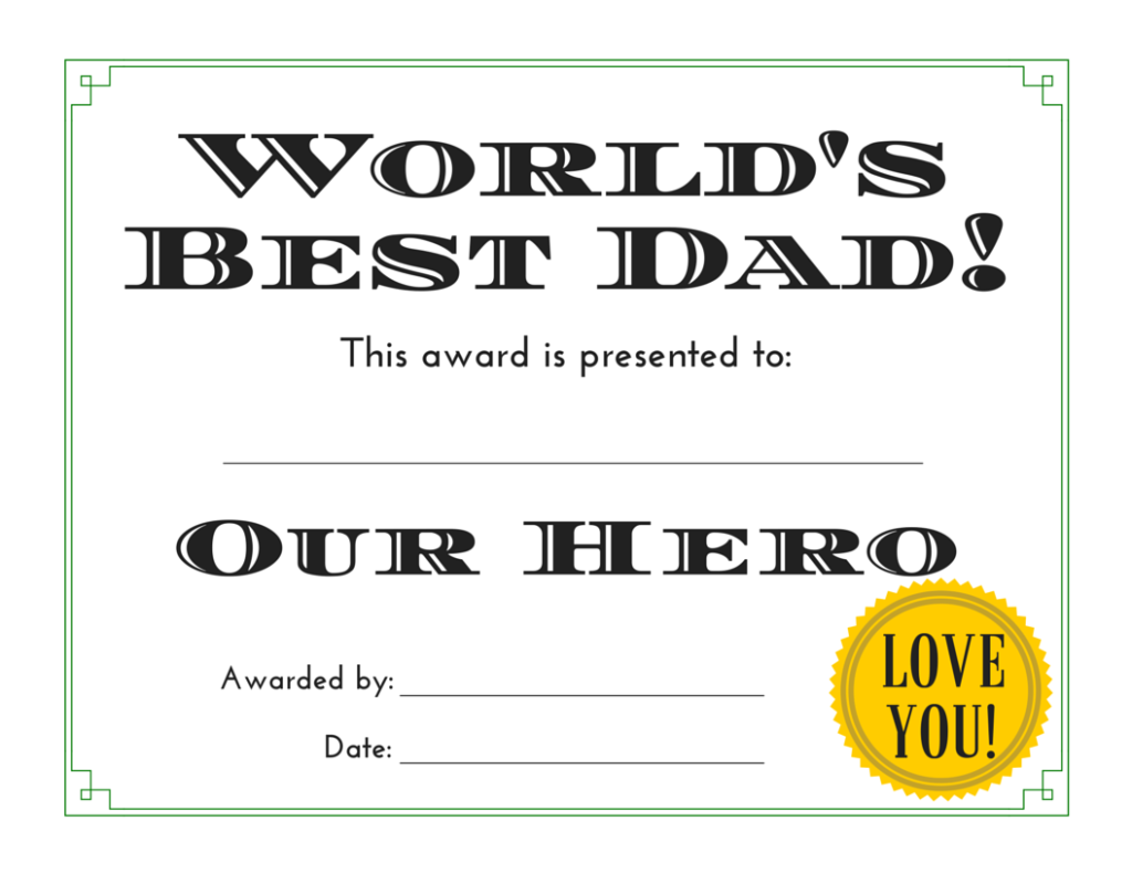 printable dad certificates