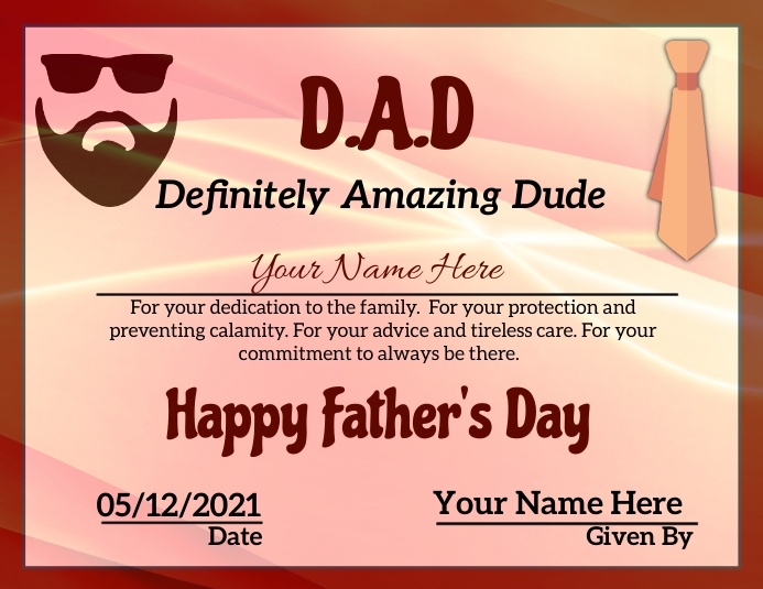 printable dad certificates
