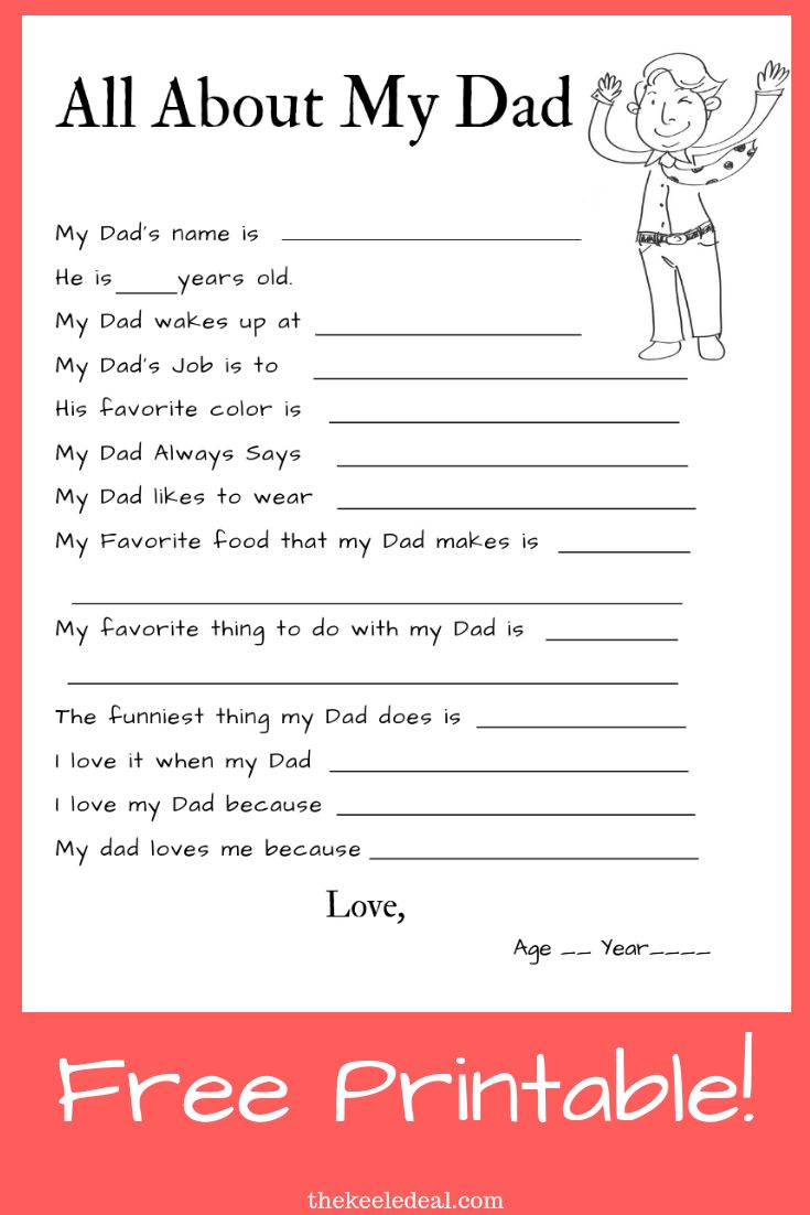 All About My Dad Questionnaire (Free Printable) - The Keele Deal