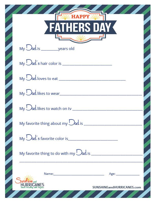 Fathers Day Printable Questionnaire Round-Up