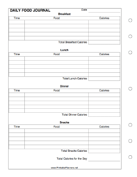 printable daily eating journal