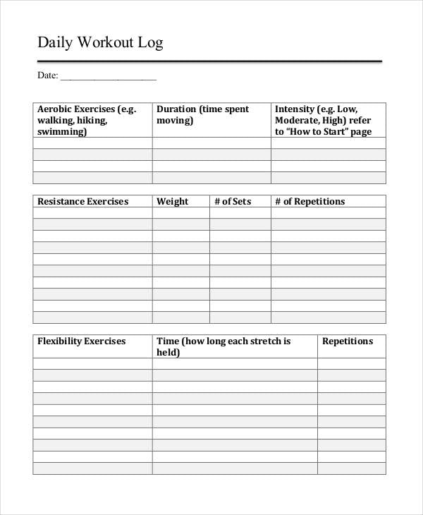 Printable Workout Log - 8+ Free PDF Documents Download