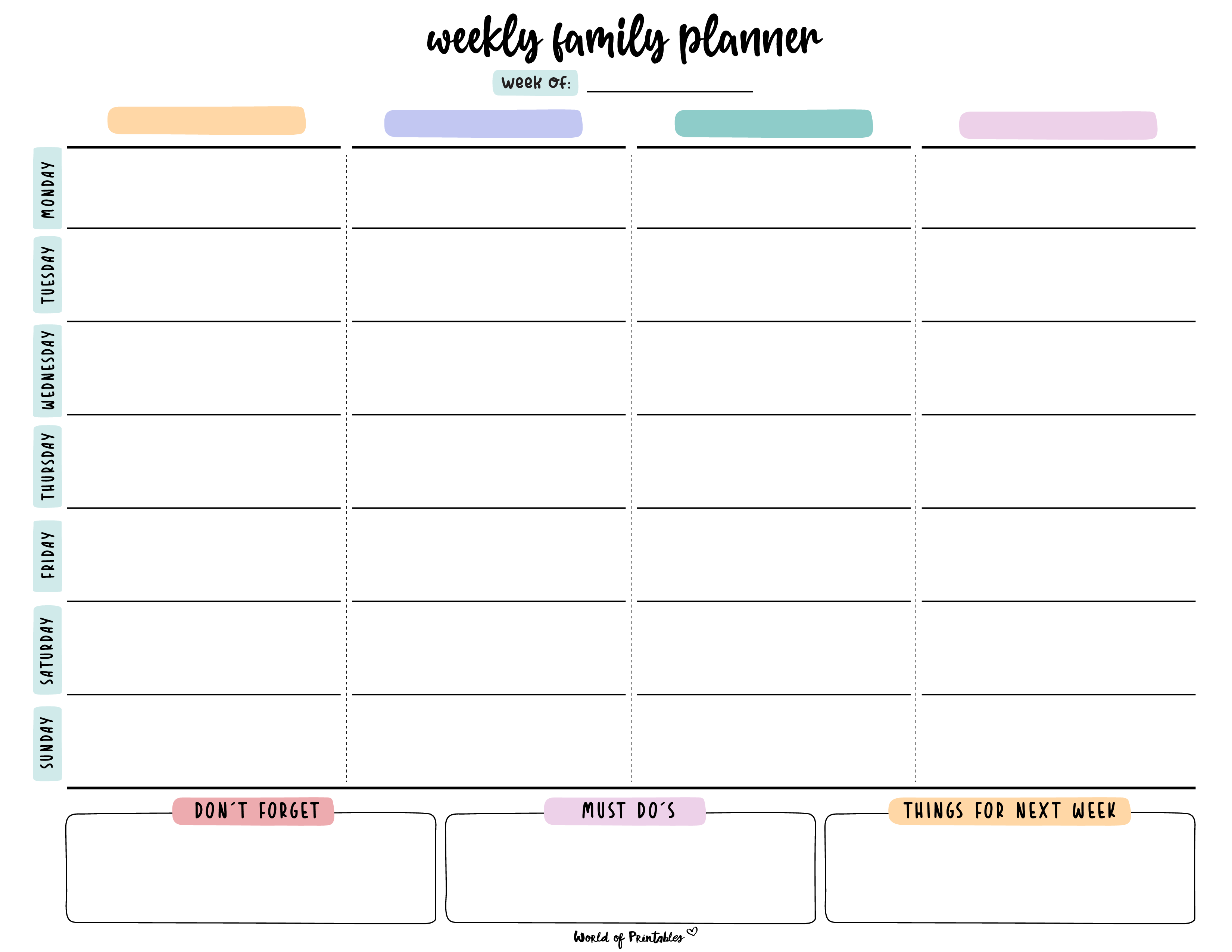 printable daily family planner