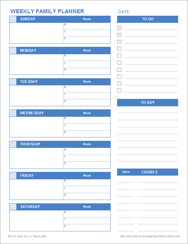 printable daily family planner
