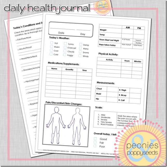 printable daily health journal