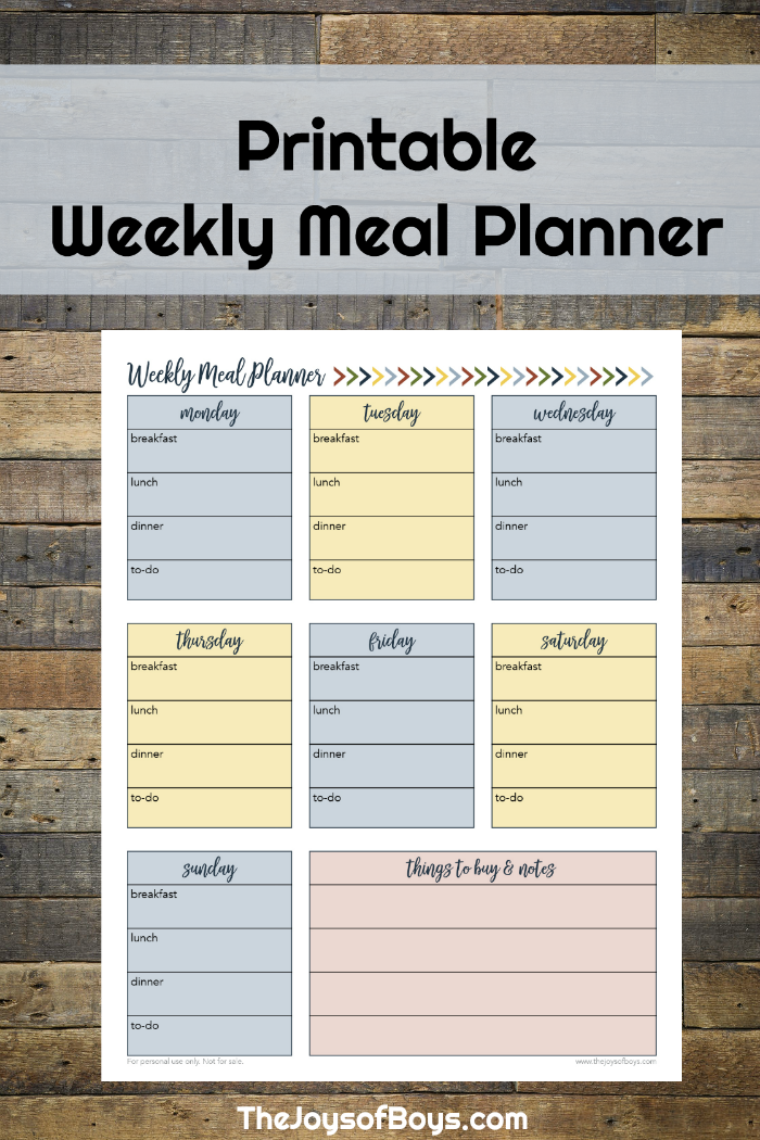 printable daily meal planner