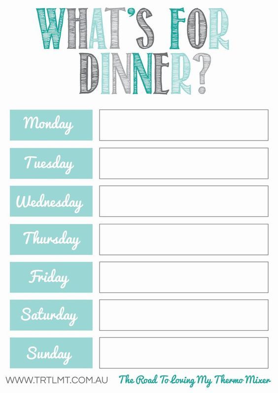 printable daily meal planner