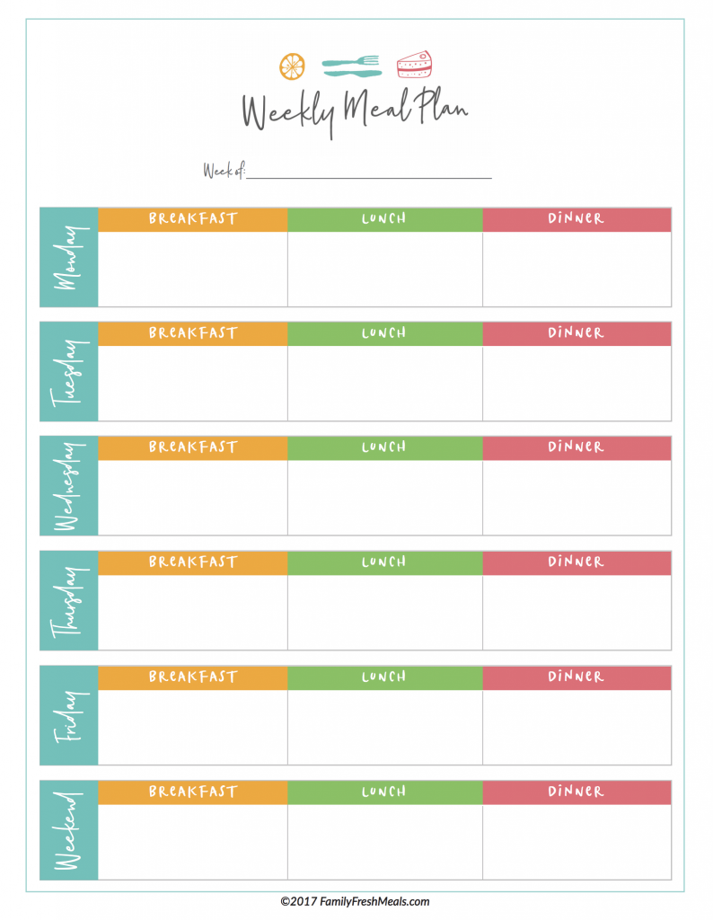 printable daily meal planner