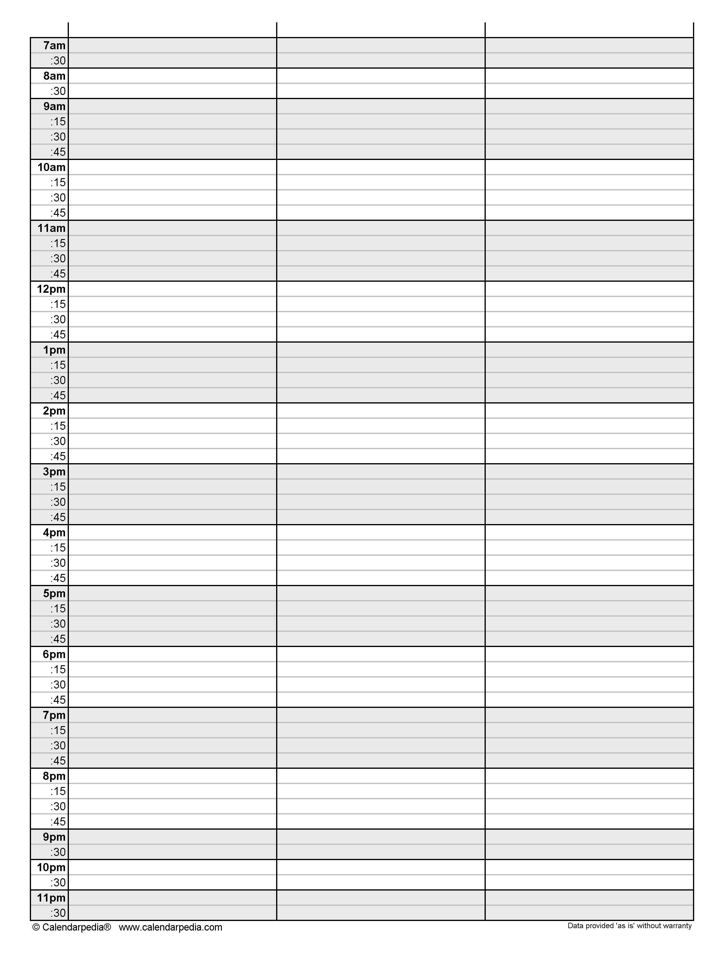 printable daily planner 15 minute increments