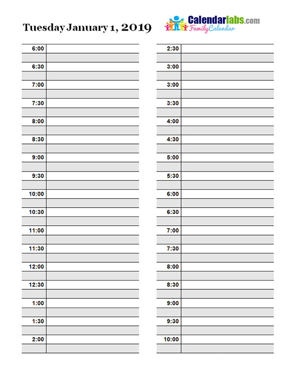2019 Daily Planner Template - Free Printable Templates