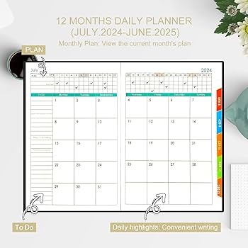2024-2025 A5 2024-2025 Diary Day to Page Daily Planner Plan Your ...