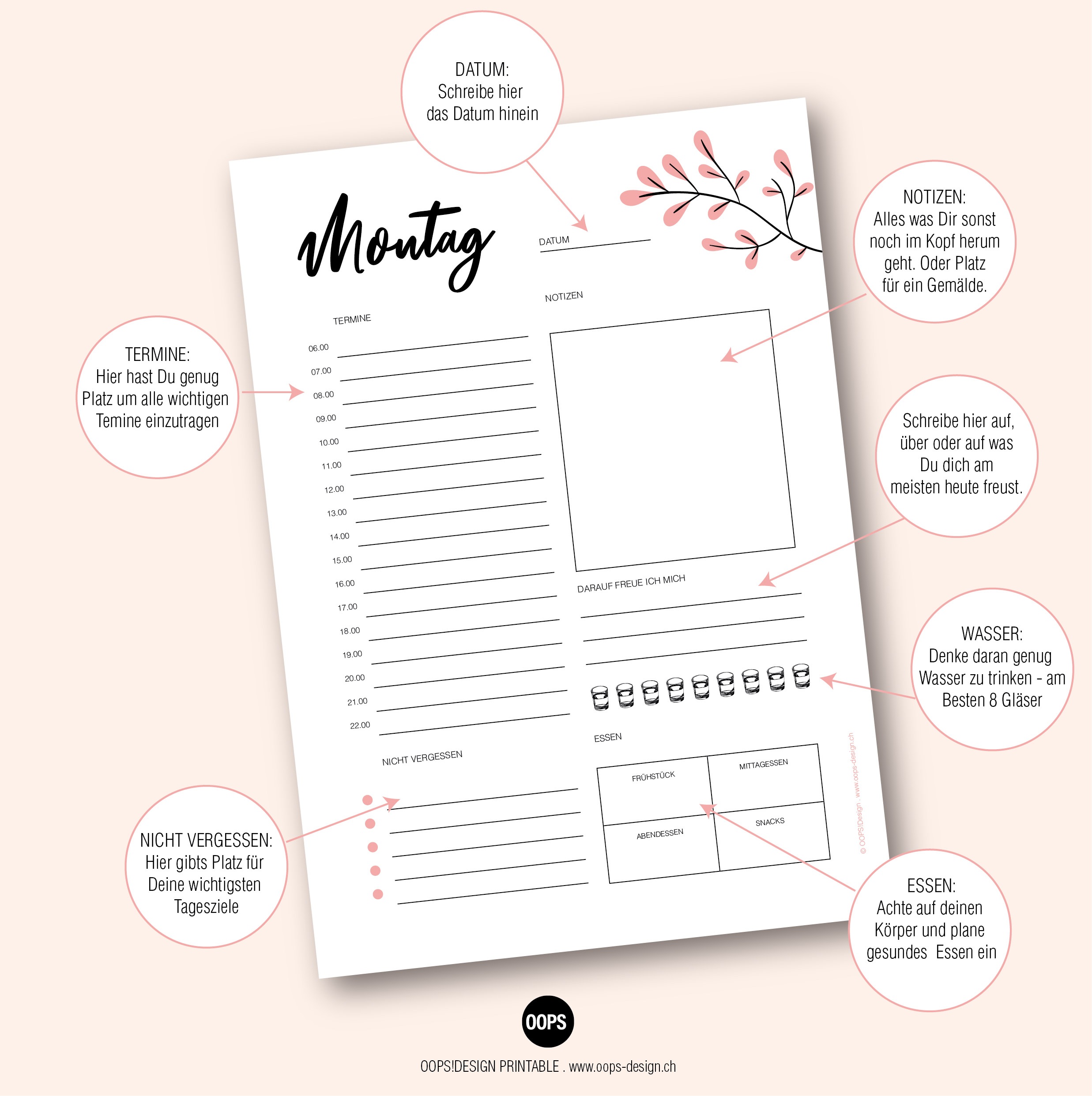 Printable: Tagesplaner / Daily Planner • OOPS!Design - Papeterie ...