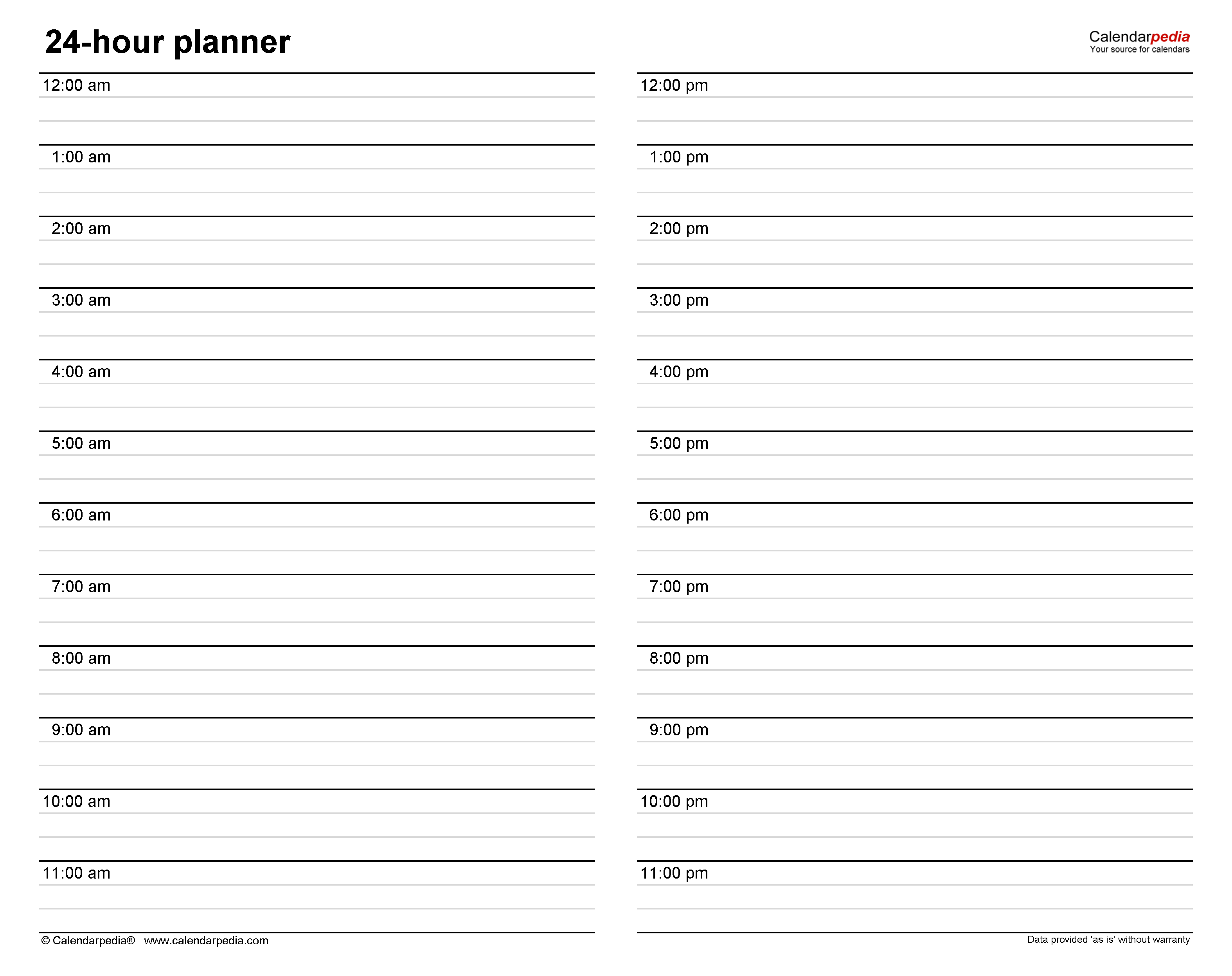Free Hourly Planners in PDF Format - 20+ Templates