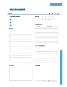 printable daily planner excel template