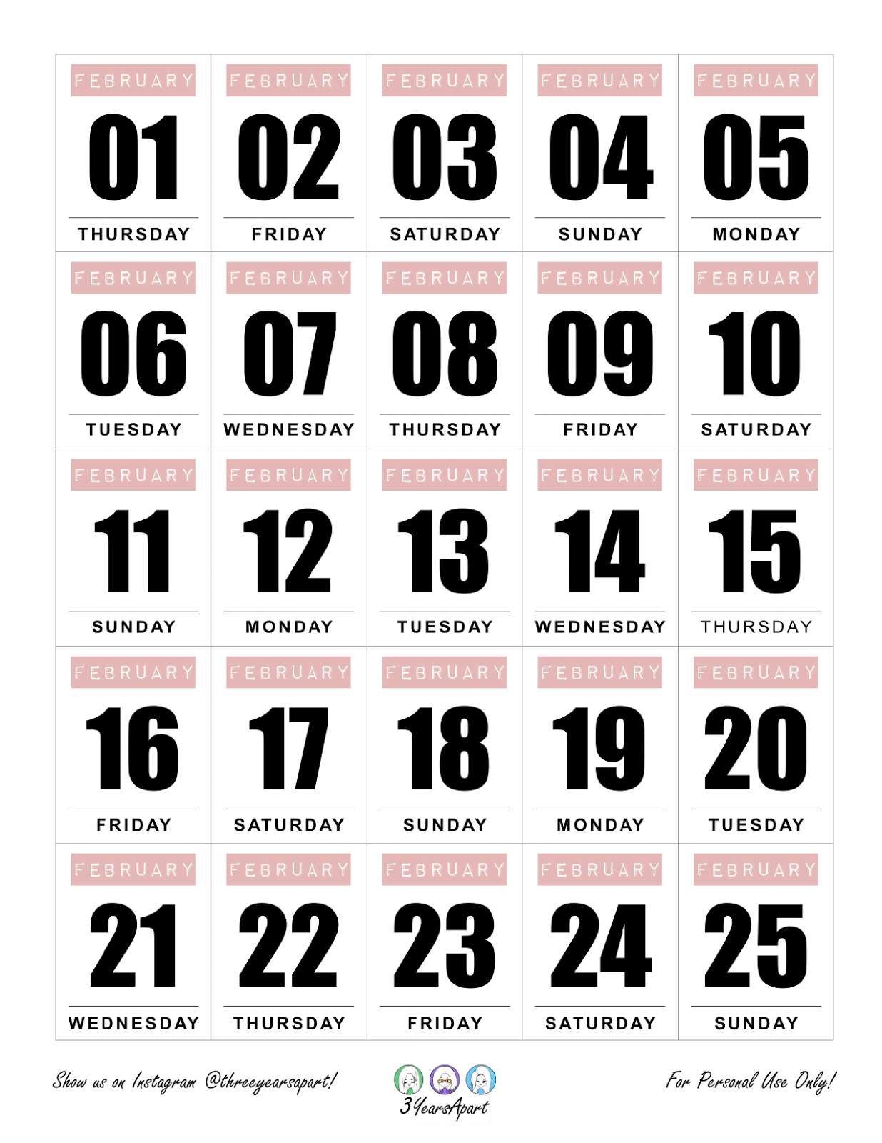 printable daily planner february 2018