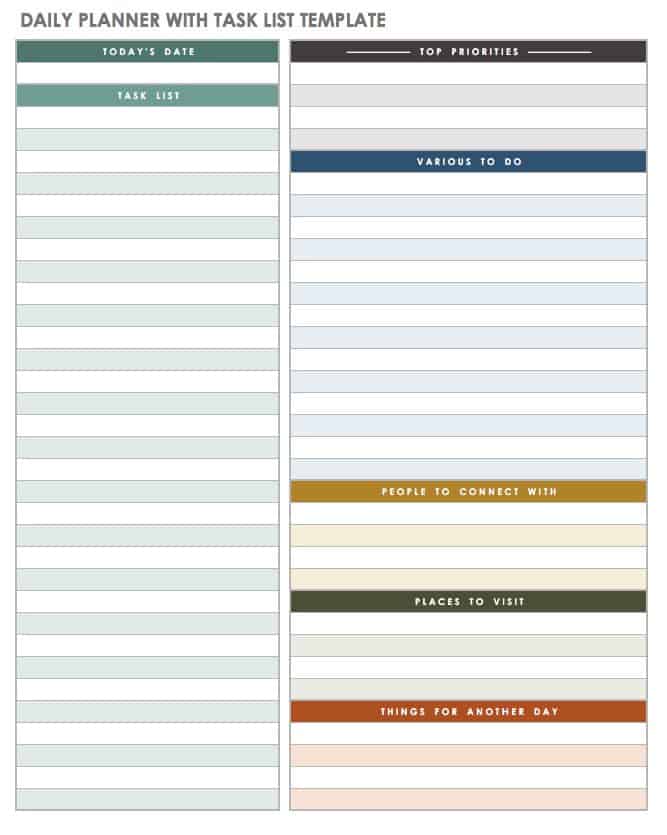 printable daily planner for work