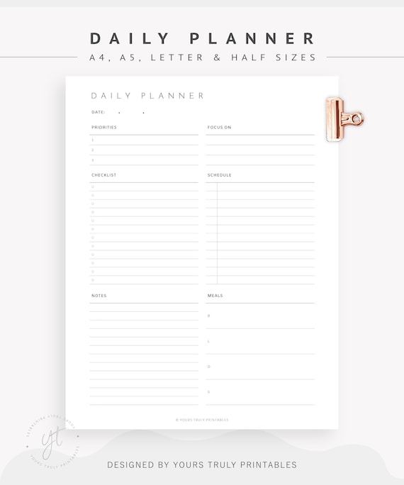 printable daily planner for work