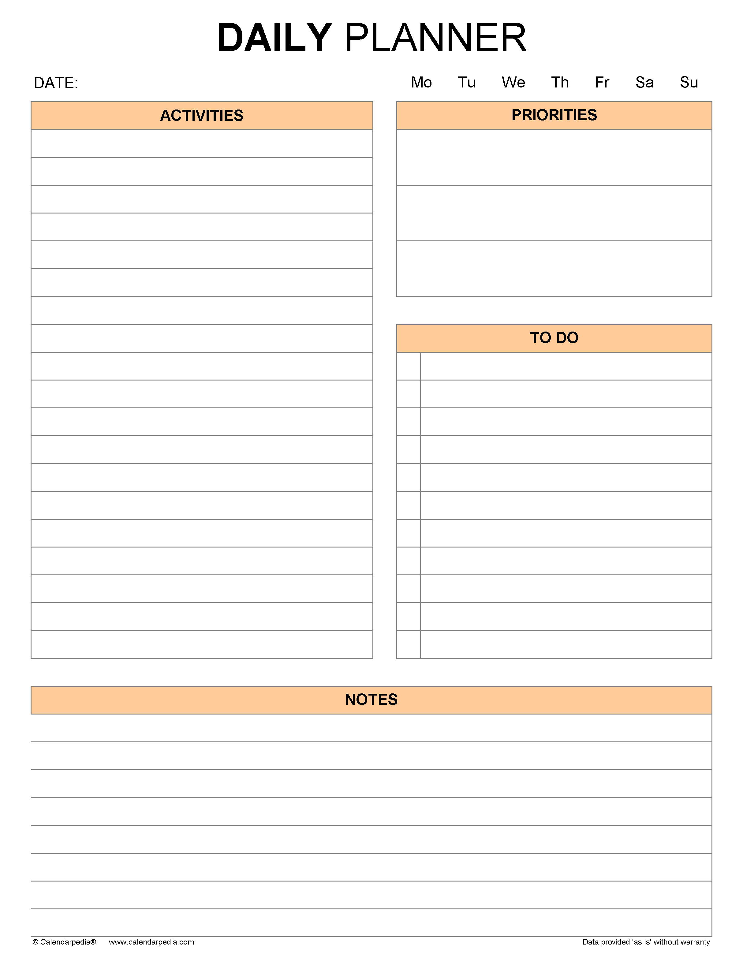 Daily Planners in Microsoft Word Format - 20+ Templates