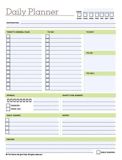 10 Free Printable Daily Planners