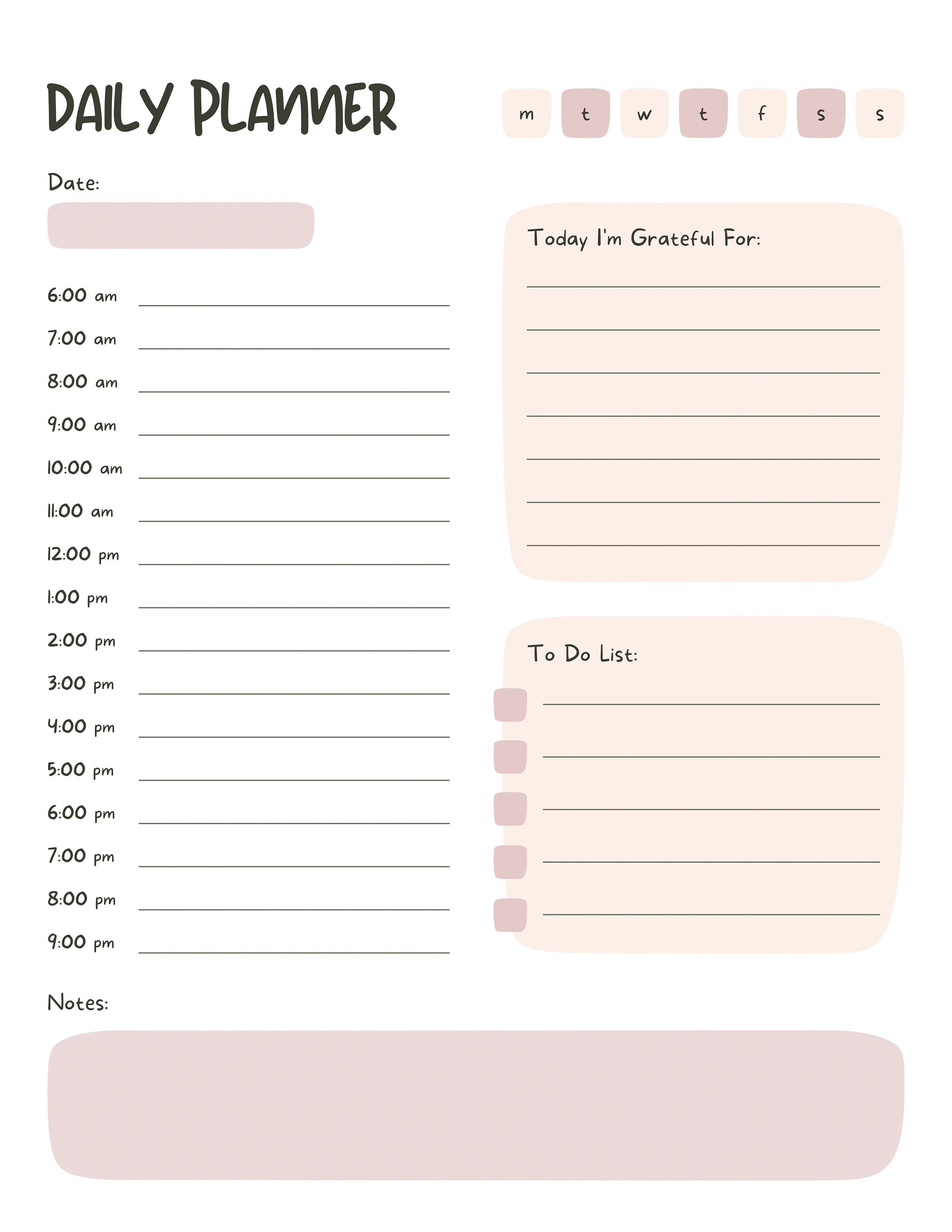 DAILY PLANNER to Do List Printable Productivity Day Planner for ...