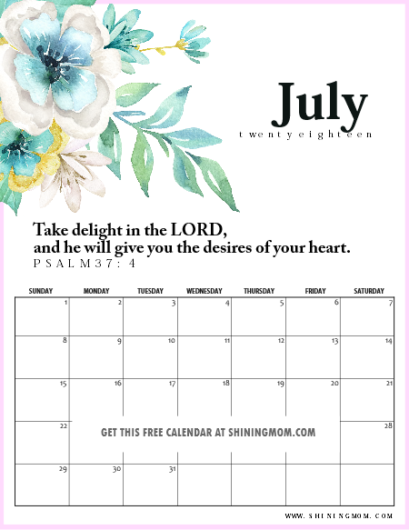 printable daily planner july 2018