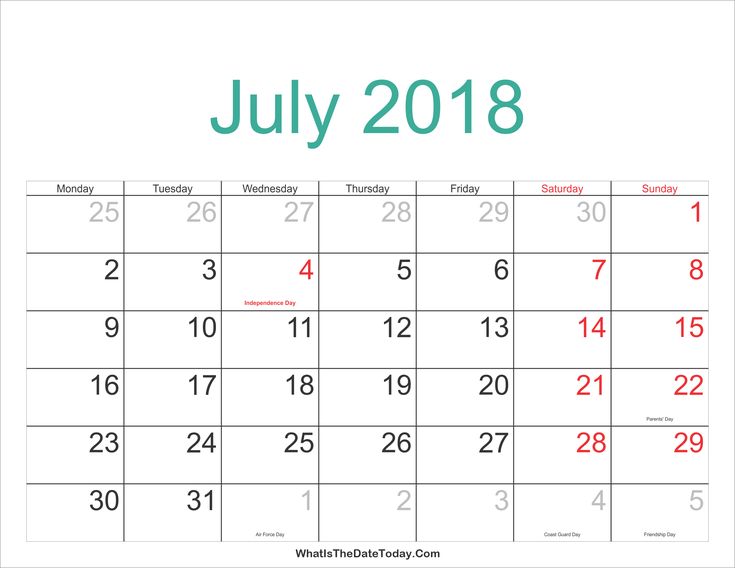 printable daily planner july 2018