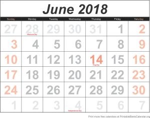 June 2018 Printable Blank Calendar - Printable Blank Calendar.org