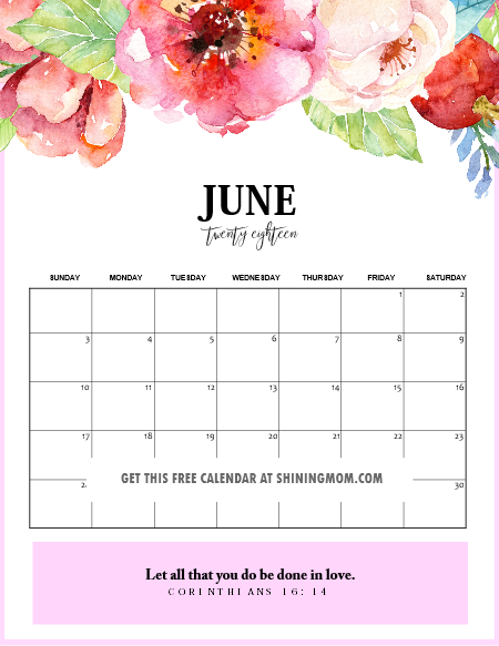 printable daily planner june 2018