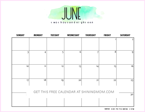 Free Printable June 2018 Calendar: 12 Amazing Designs!