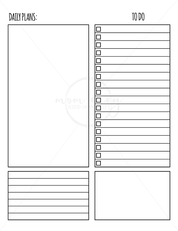 Daily Planner Page Blank Daily Page_1 - Mom Envy