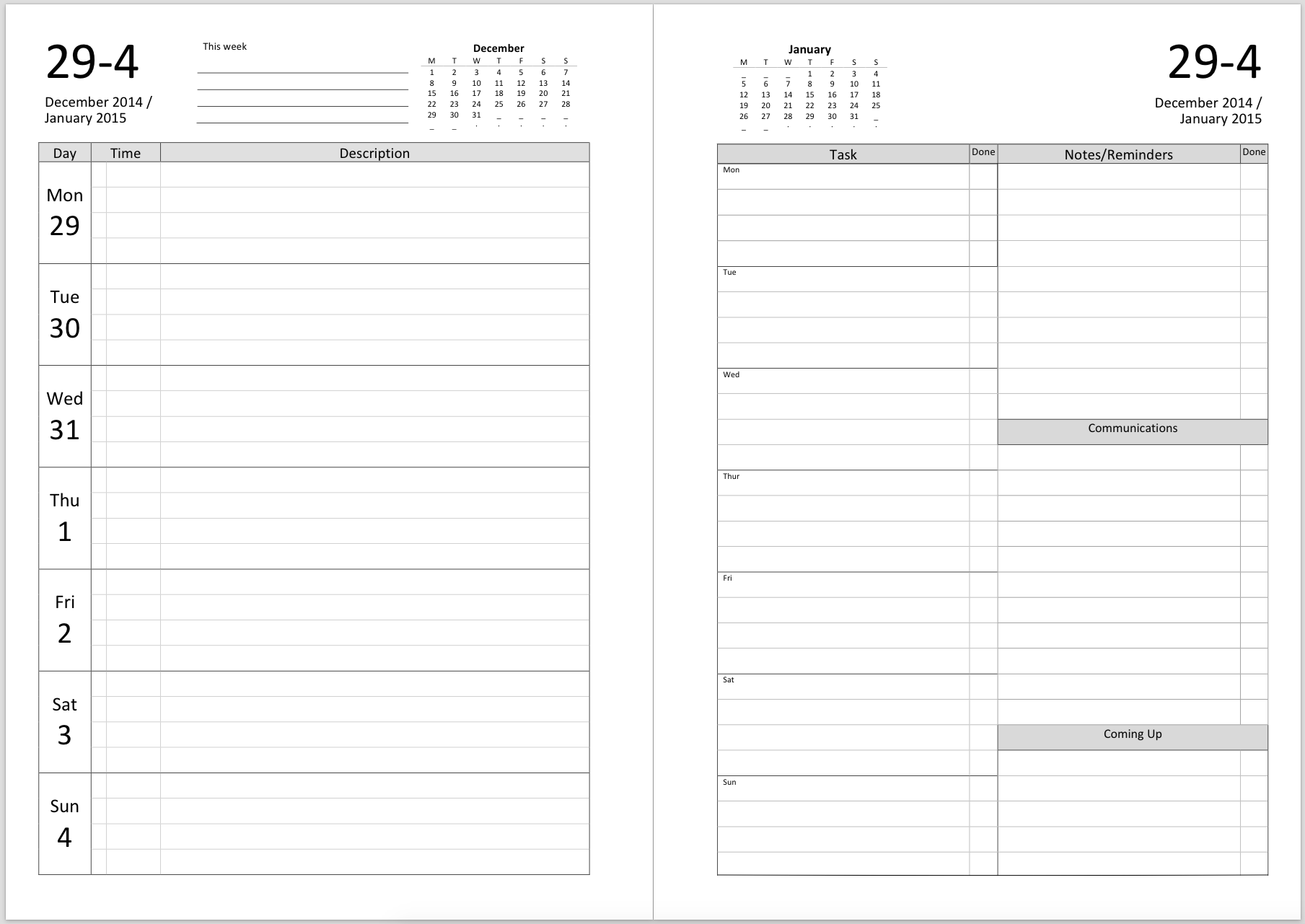 printable daily planner pages 2017