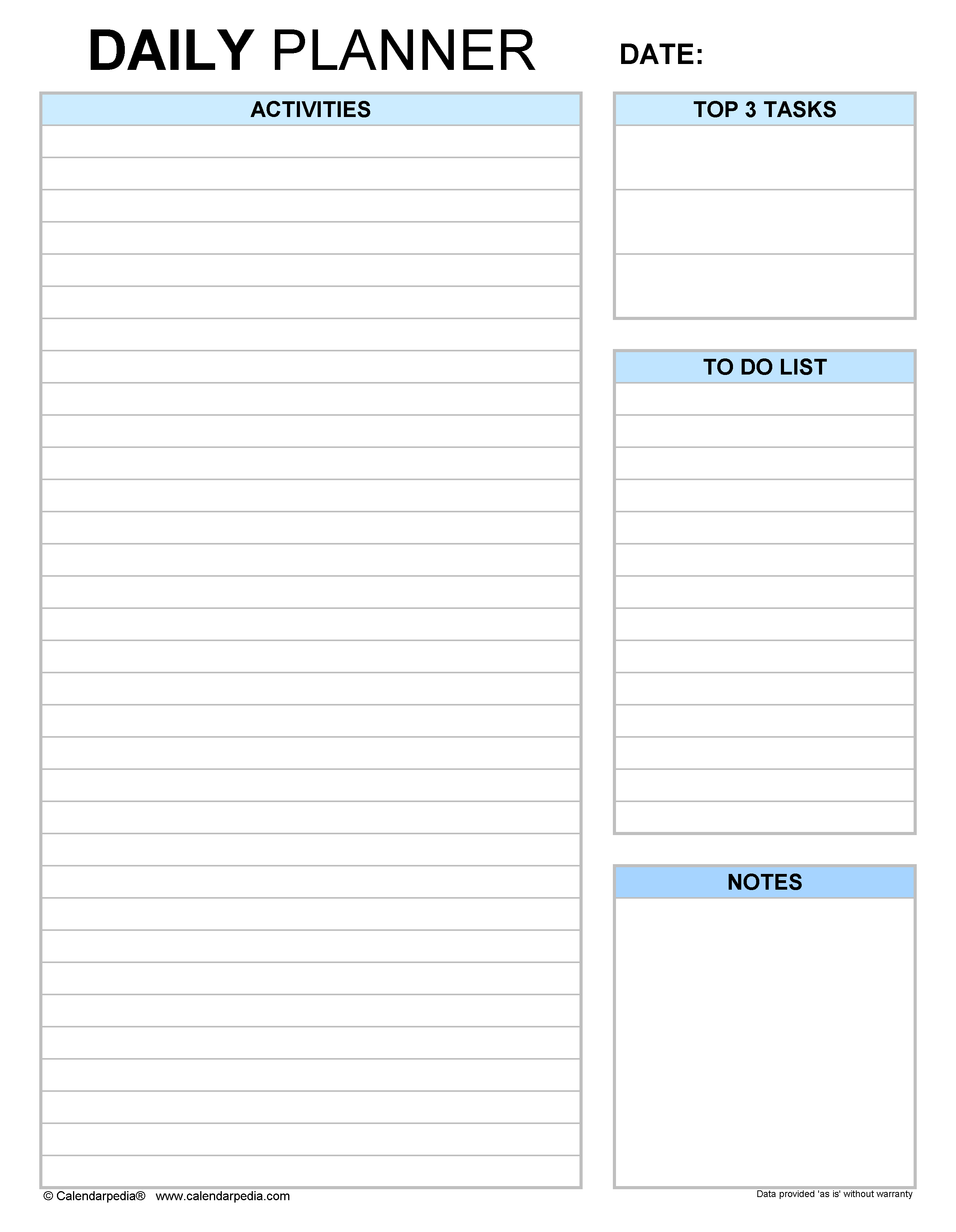 Free Daily planners in PDF format - 20+ templates