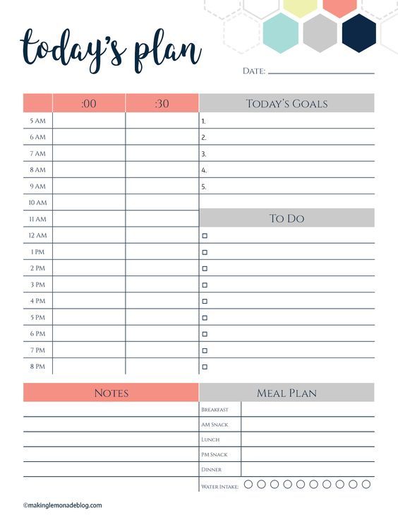 printable daily planner pinterest