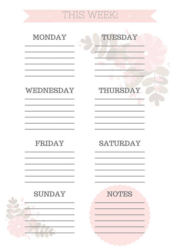 Printable Weekly Planner Instant Digital Download Planning ...