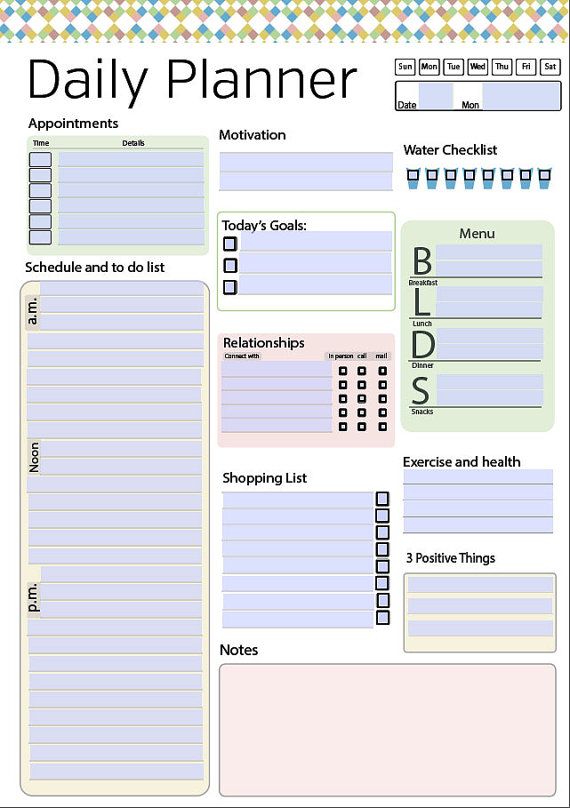 printable daily planner pinterest