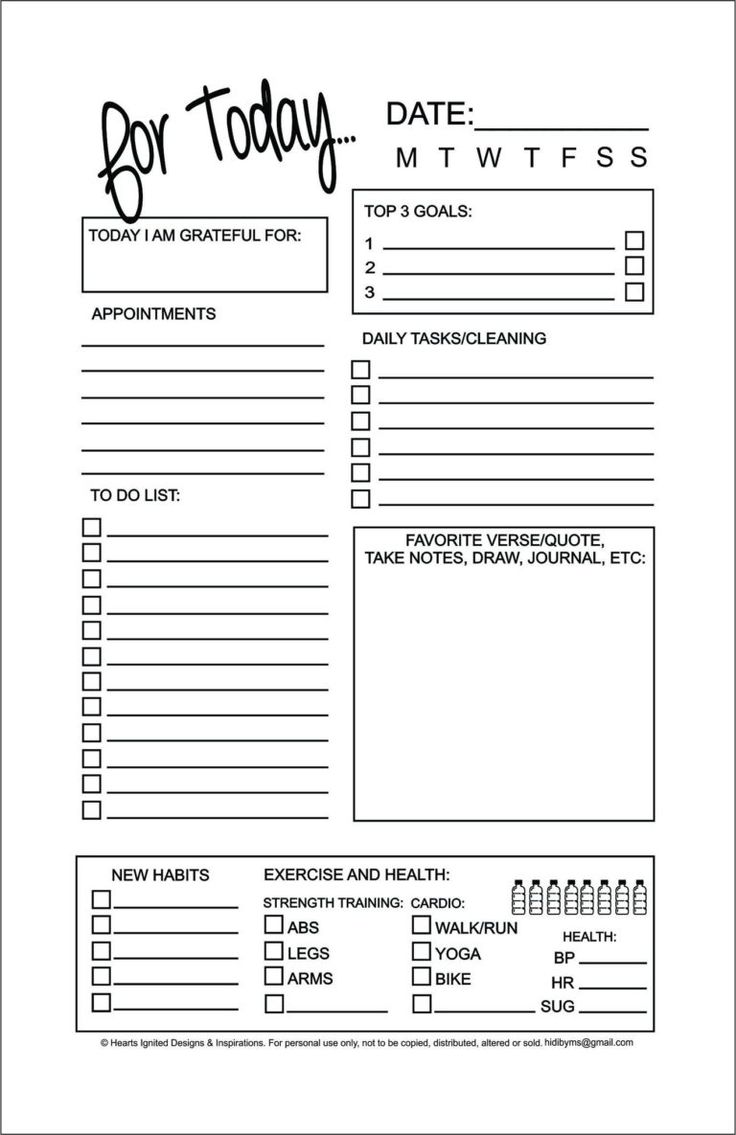 printable daily planner pinterest