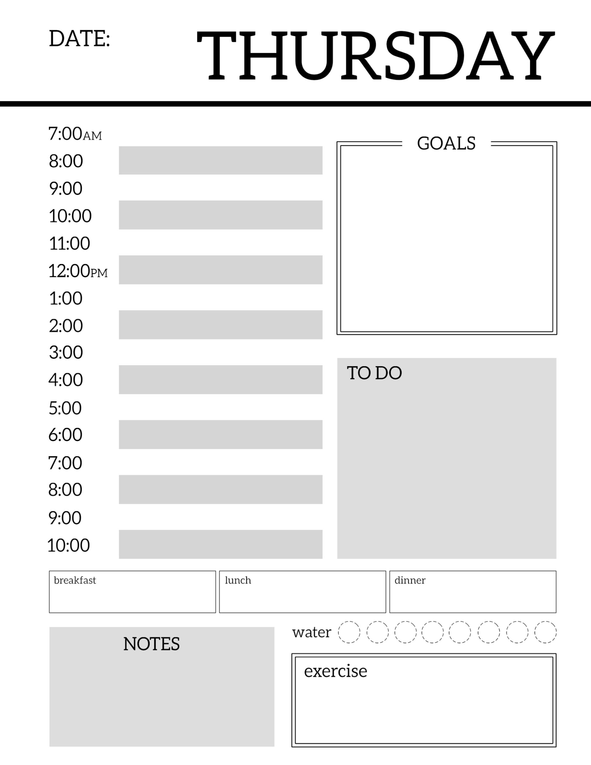 Daily Planner Printable Template Sheets - Paper Trail Design