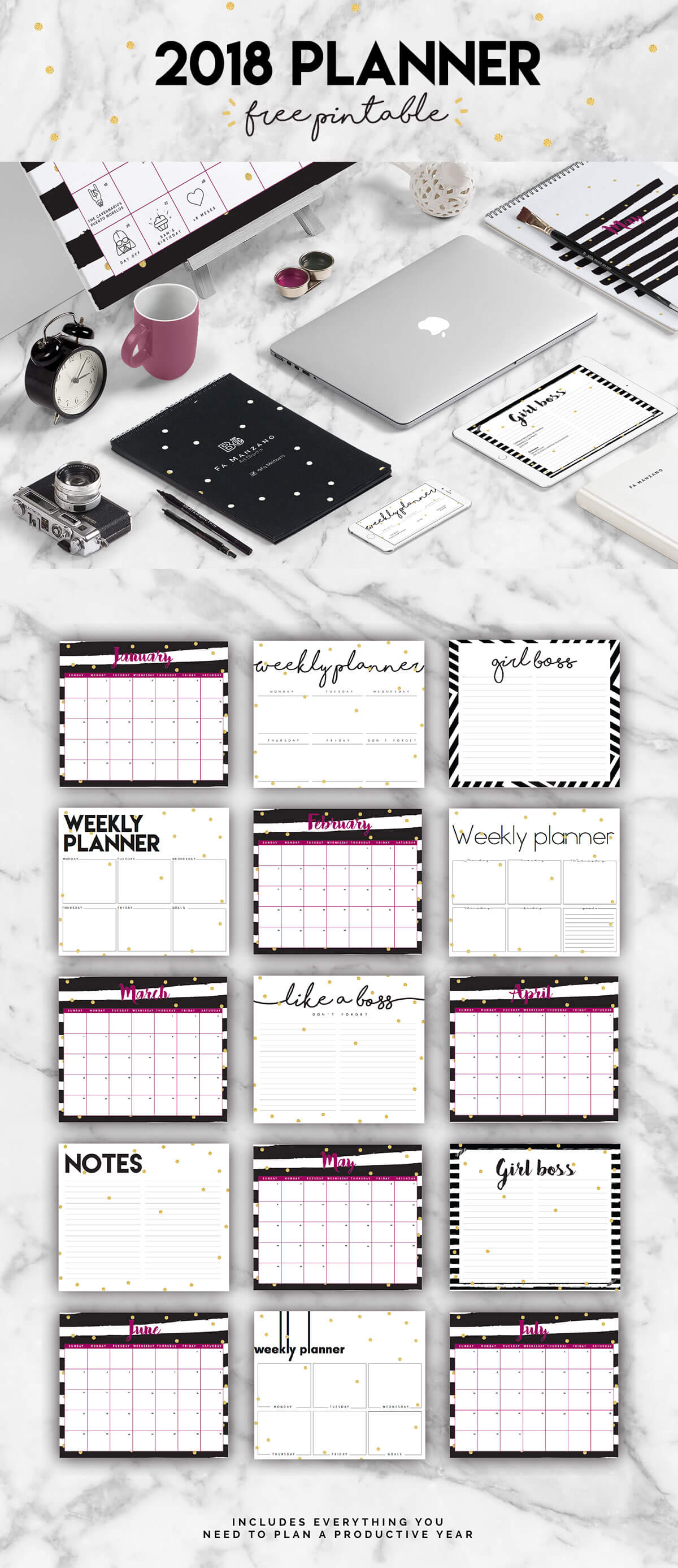 Printable Planner Template 2018 - Free Download
