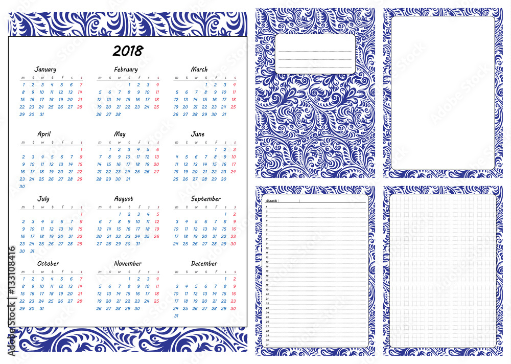 Set of pages template for daily planner. Printable, for scrapbook ...